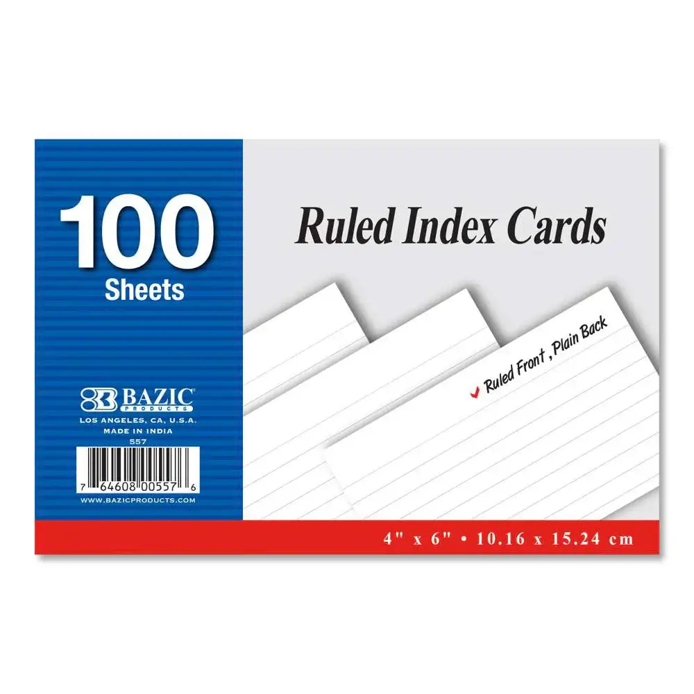 Index Cards 4" x 6" Ruled