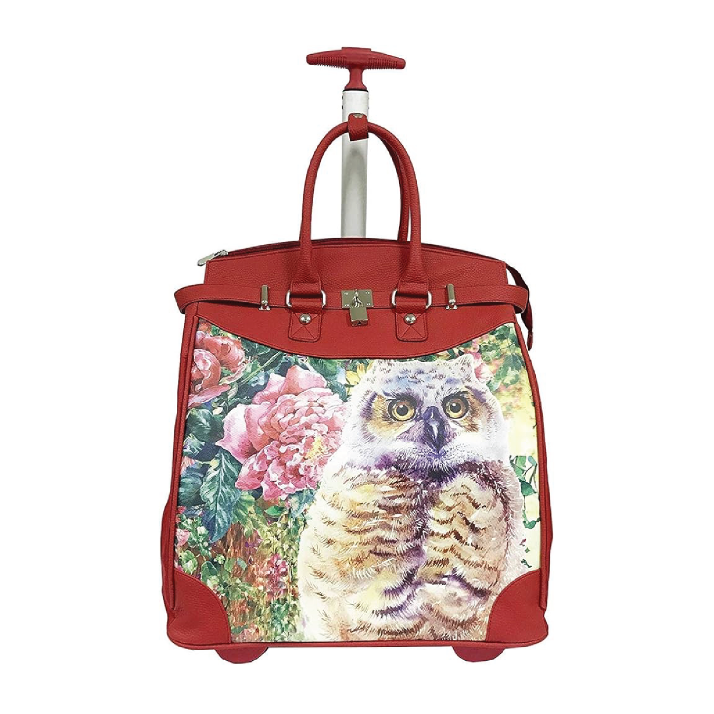 Rolling Tote Owl Red