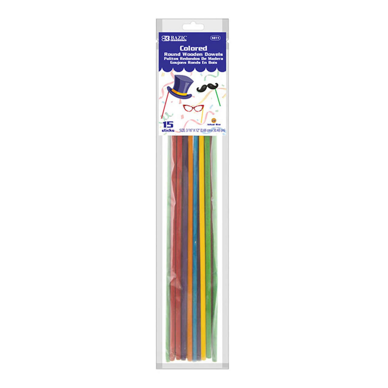 Dowel 3/16"x 12" Colored (15/Bag)