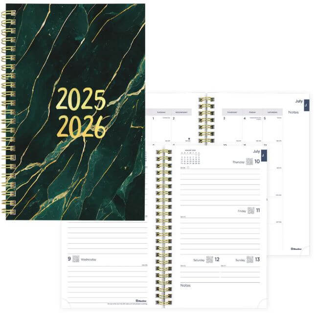 Academic Weekly Planner Marble Green, 2025-2026