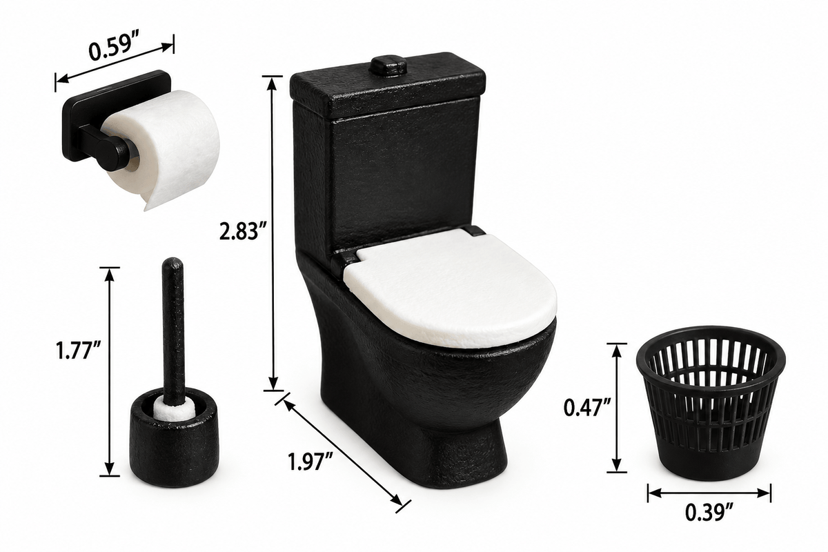 Miniature Black Toilet set