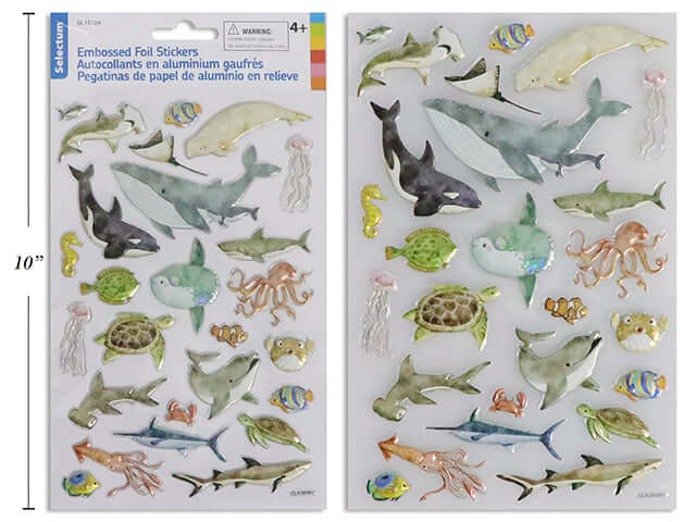 Embossed Foil Stickers Sea Life