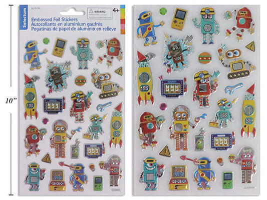 Embossed Foil Stickers Robots