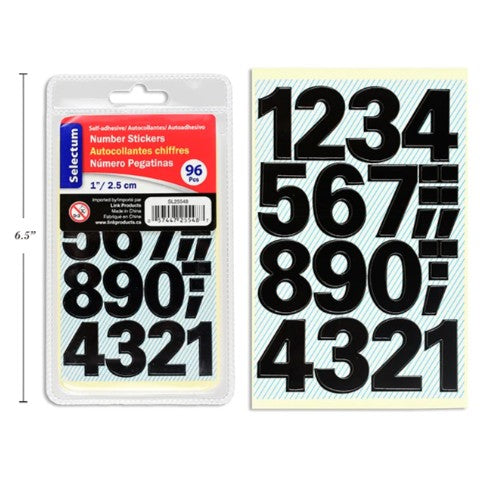 Stickers Numbers 1" Black
