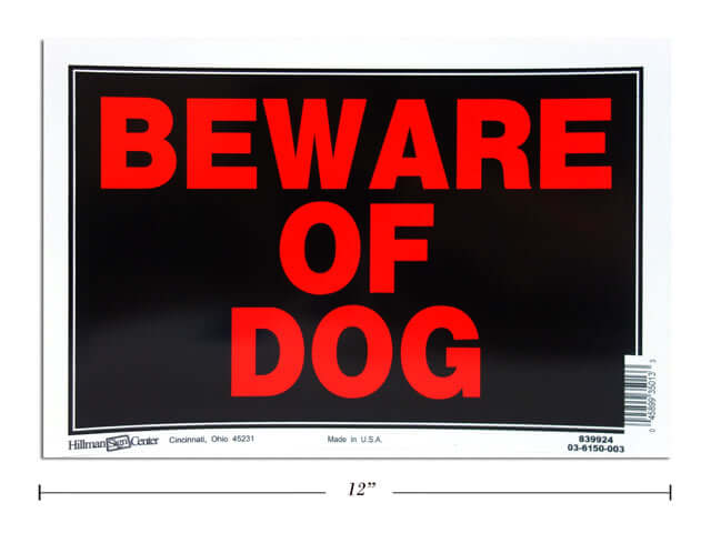 Sign Beware of Dog 8x12"