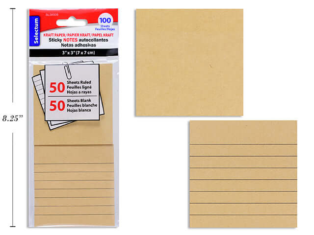 Sticky Notes 3" x 3" Kraft