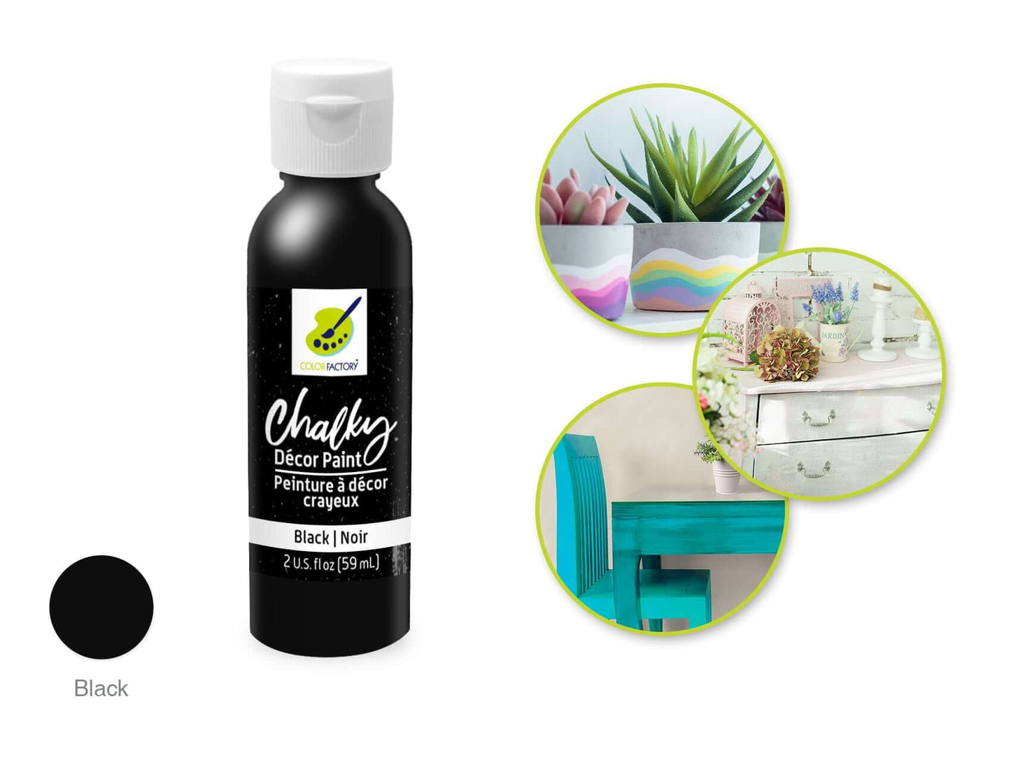 Color Factory Chalky Decor Paint 2oz - Black