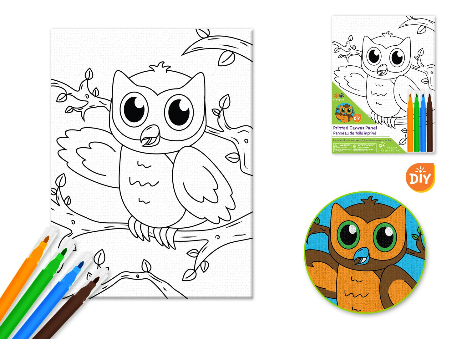 Canvas with Markers Owl