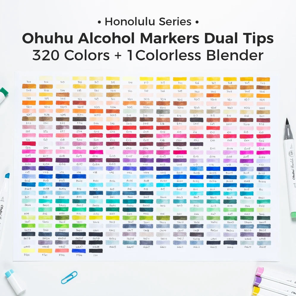 Alcohol Markers Honolulu 320 Colors Dual Tips