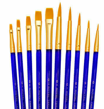 Gold Taklon 10pc Round/Shader Acrylic Brush Value Pack