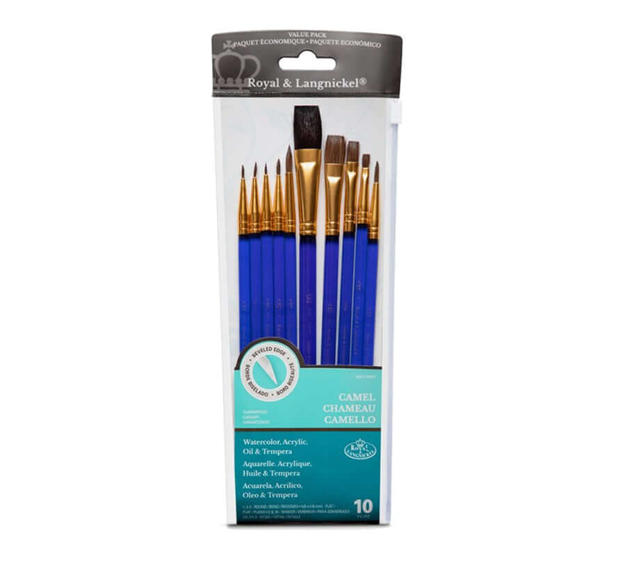 Camel Hair 10pc Variety Watercolor Brush Value Pack