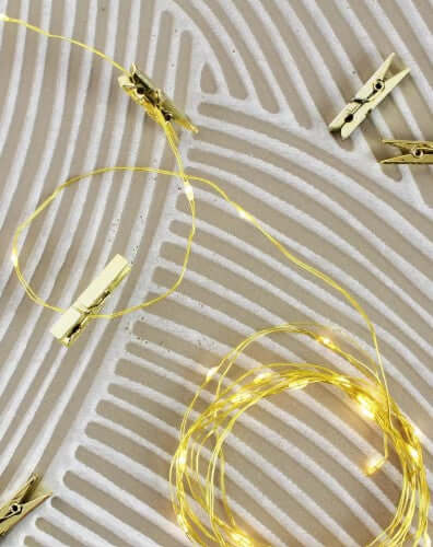 36 LED Gold Photo Clip String Light- Battery Operated