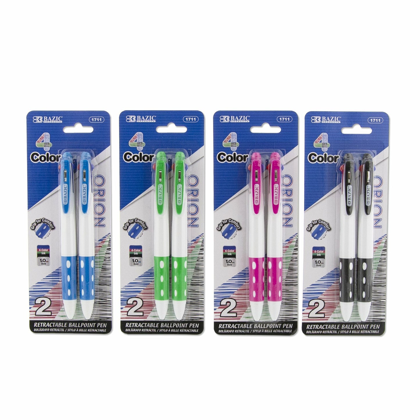 Orion White Top 4-Color Pen w/ Cushion Grip
