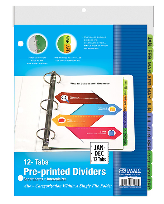 Dividers Plastic Jan-Dec