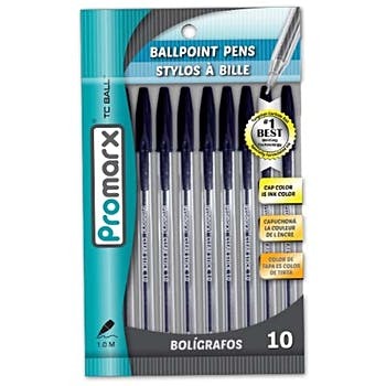 Pen BP Clear Med. Blk (pk-10)
