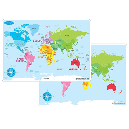 Learning Mat World Map 12.25" x 17.5"