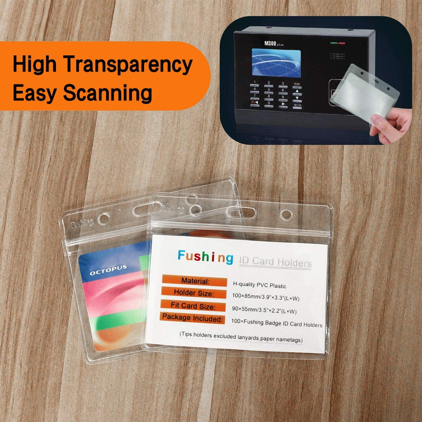 WATERPROOF Horizontal Name Tag Badge ID Card Holders 3.9" x 3.3"