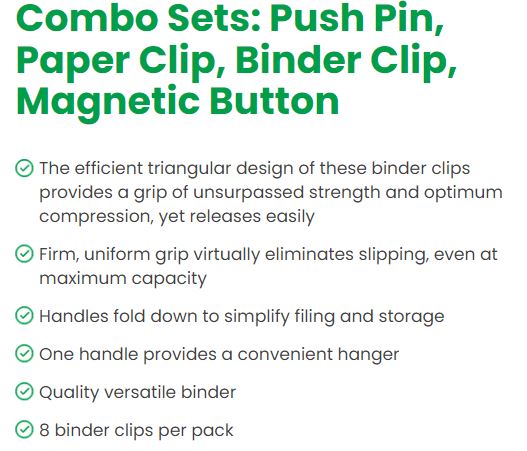 Office Clips & Pins Combo