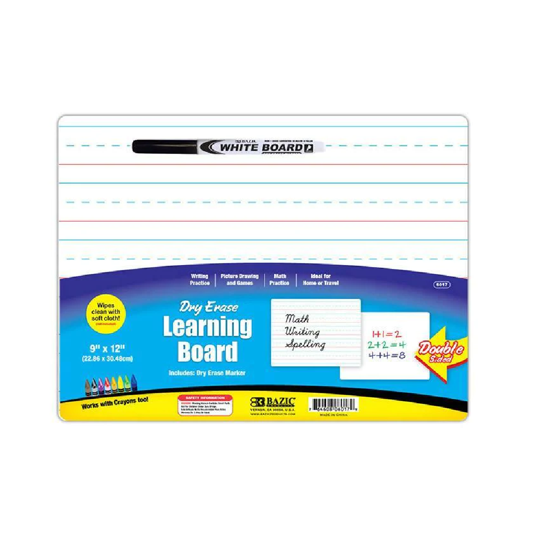 Dry Erase Learning Board, Double Sided w/ Marker