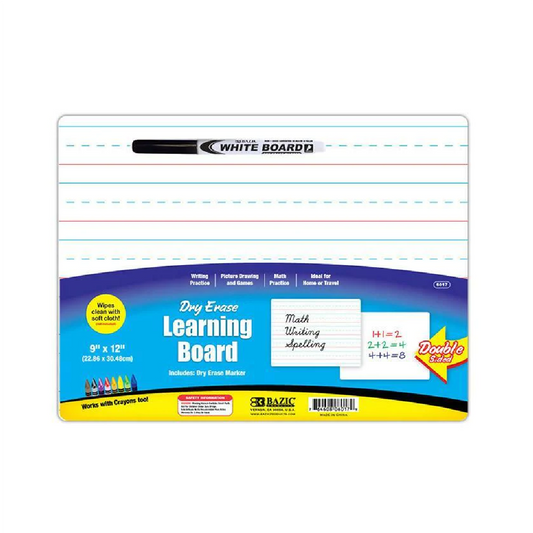 Dry Erase Learning Board, Double Sided w/ Marker