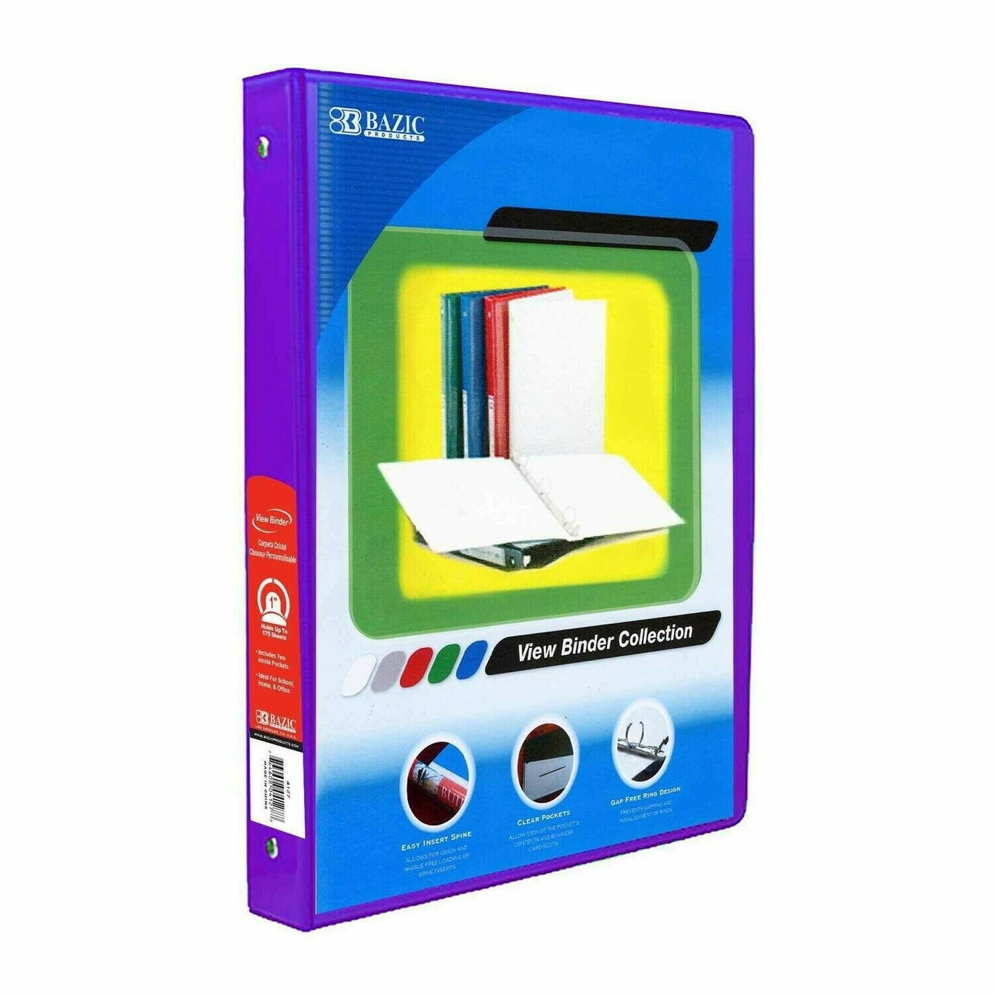 3-Ring View Binder w/ 2 Pockets, 1/2"