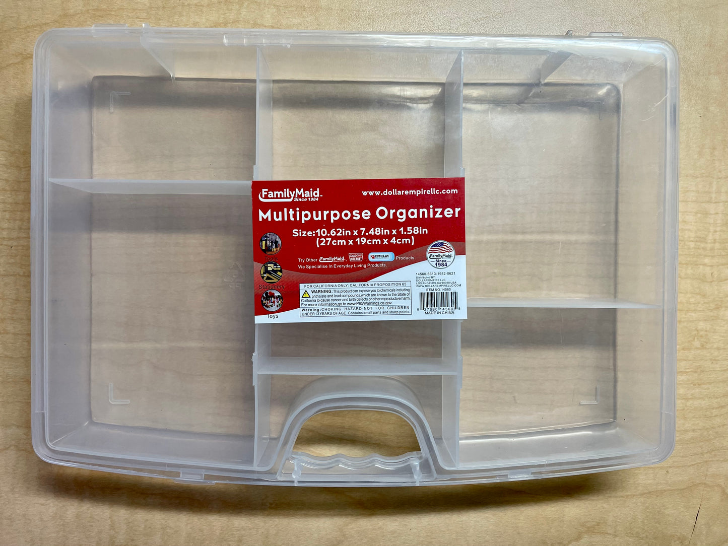 Storage Oganizer 10.6" x 7.5" x 1.6" Clear