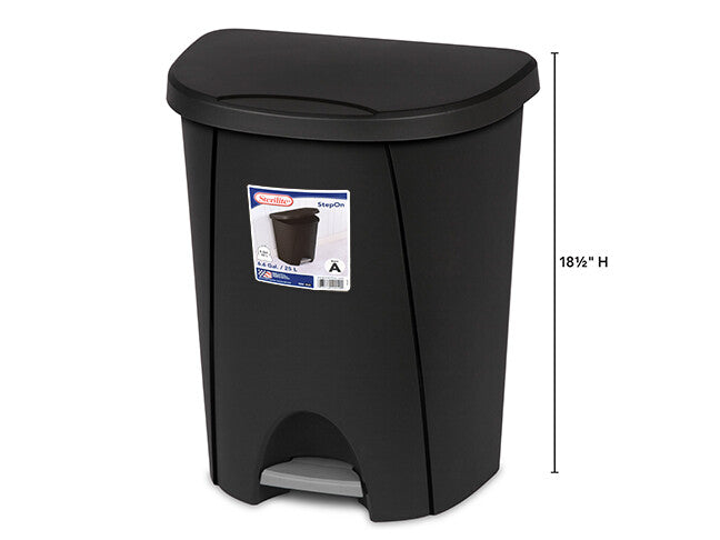 Wastebasket Step on Black 7 Gal