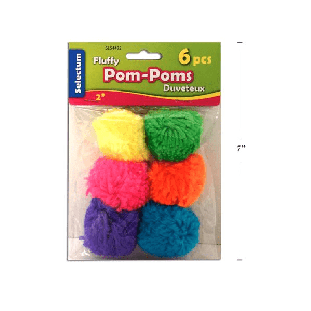 Craft Pom Poms Fluffy 2" (6/pack)
