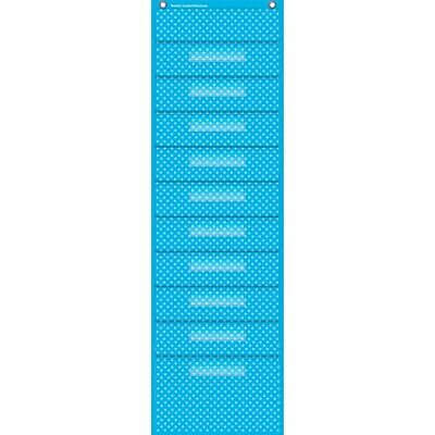 Aqua Polka Dots 10 Pocket File Storage Pocket Chart