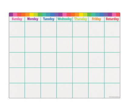 Colorful Calendar Write-On/Wipe-Off Chart