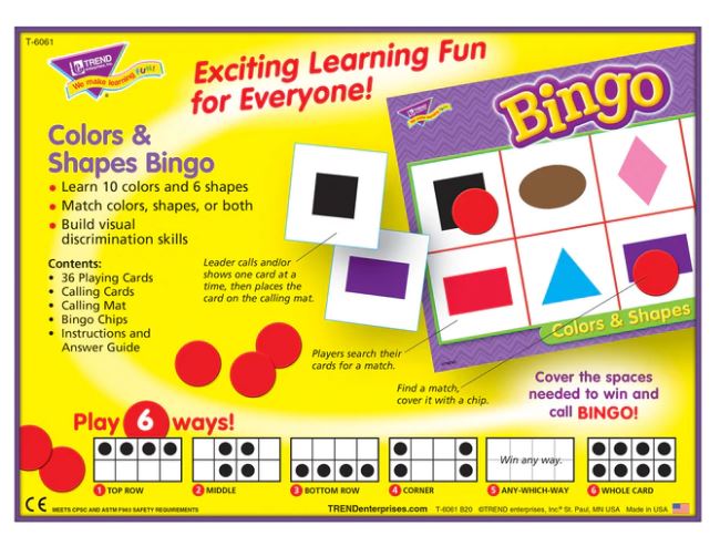 Colors & Shapes Bingo Game