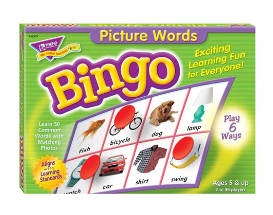 Picture Words Bingo Game