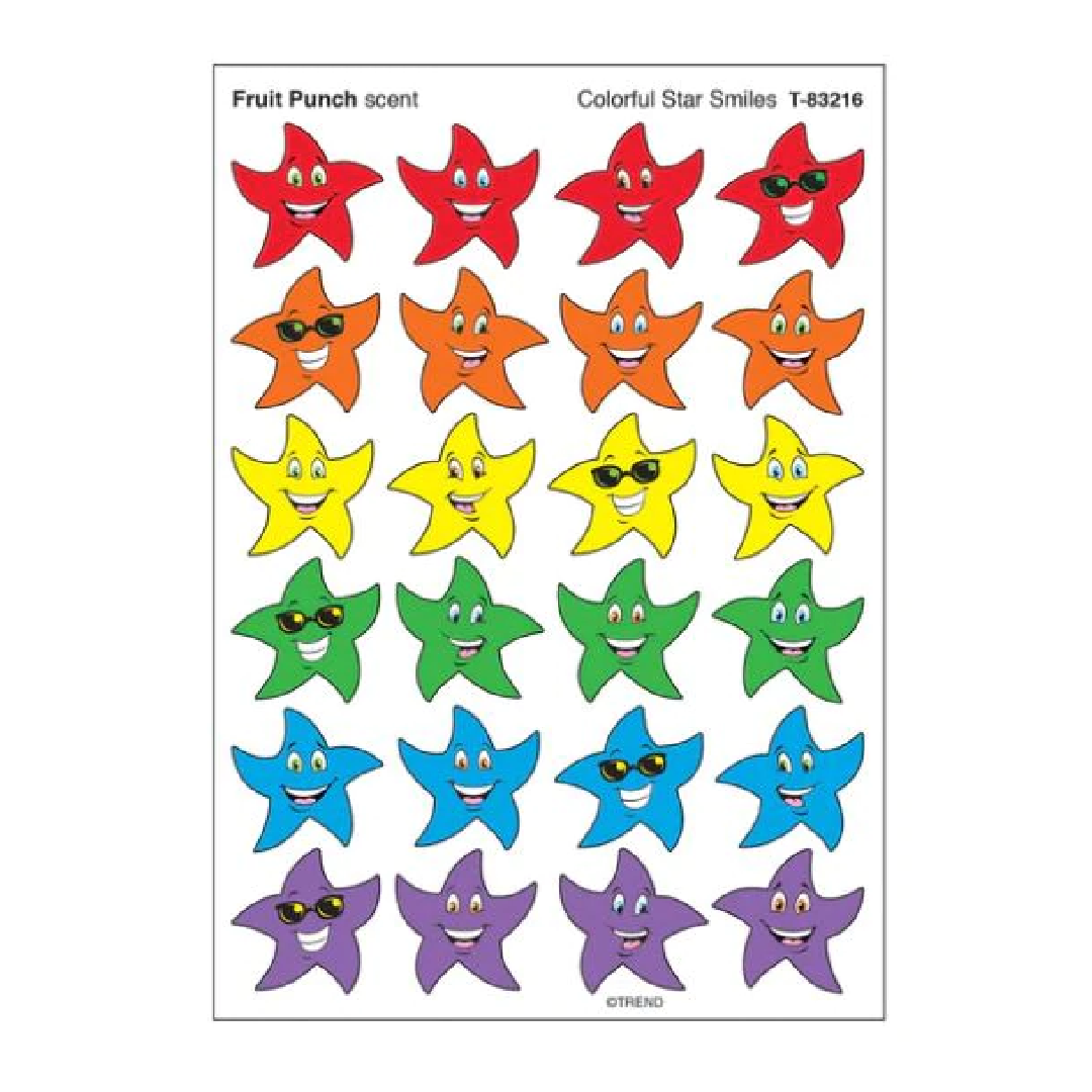 Stickers Colorful Star Smiles, Fruit Punch scent