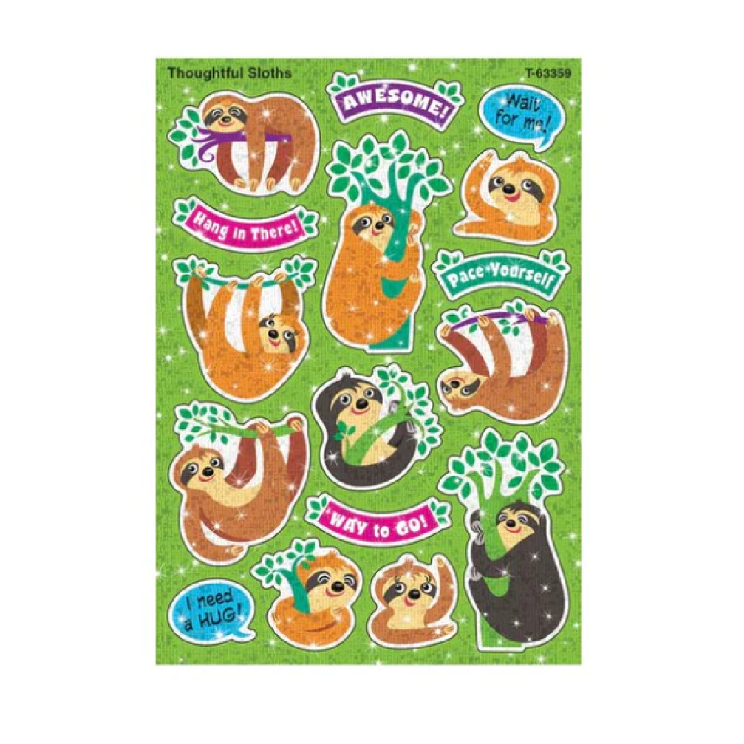 Thoughtful Sloths Sparkle Stickers – Large