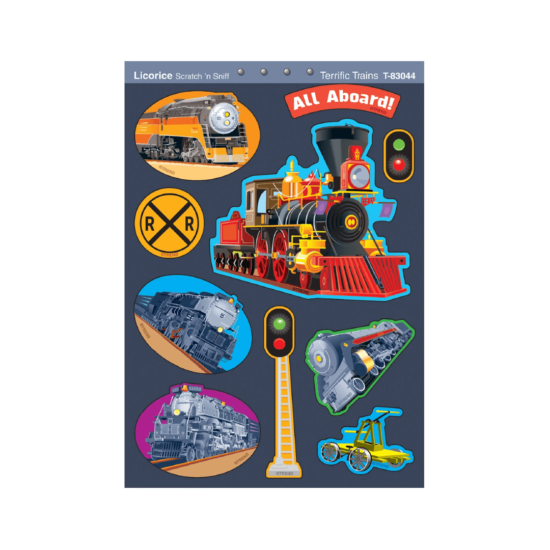 Terrific Trains, Licorice scent Scratch 'n Sniff Stinky Stickers