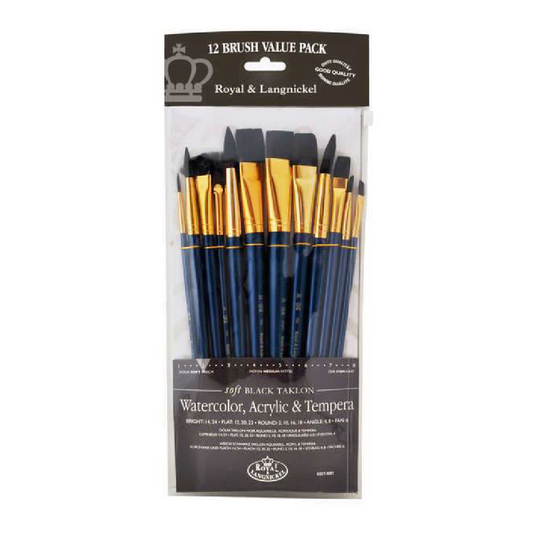 Brushes Black Taklon (pk-12)