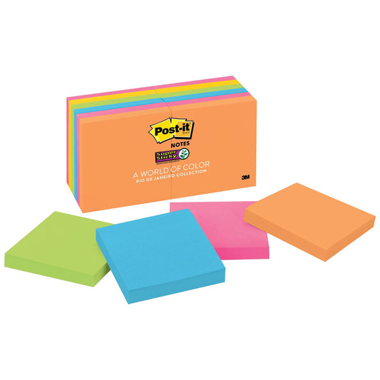 Post It 3"x3" Assorted [pk-12]