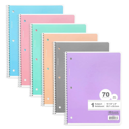 1 Subject Pastel Spiral Notebook