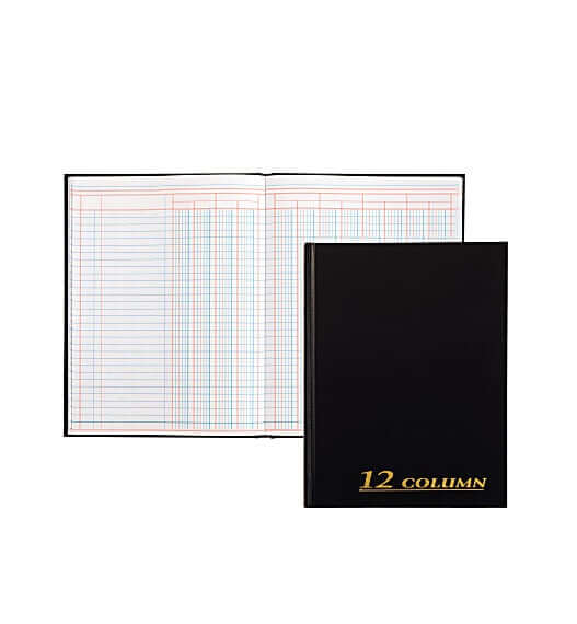12-Column Account Book, 7" x 9 1/4", Black [160pgs]
