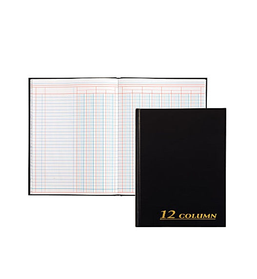 12-Column Account Book, 7" x 9 1/4", Black [160pgs]