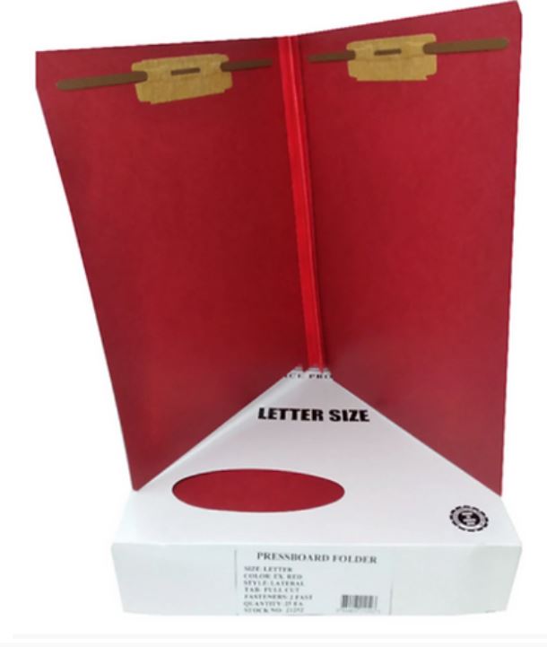 Pres. Folder LTR 2-Fasteners Red [bx-25]
