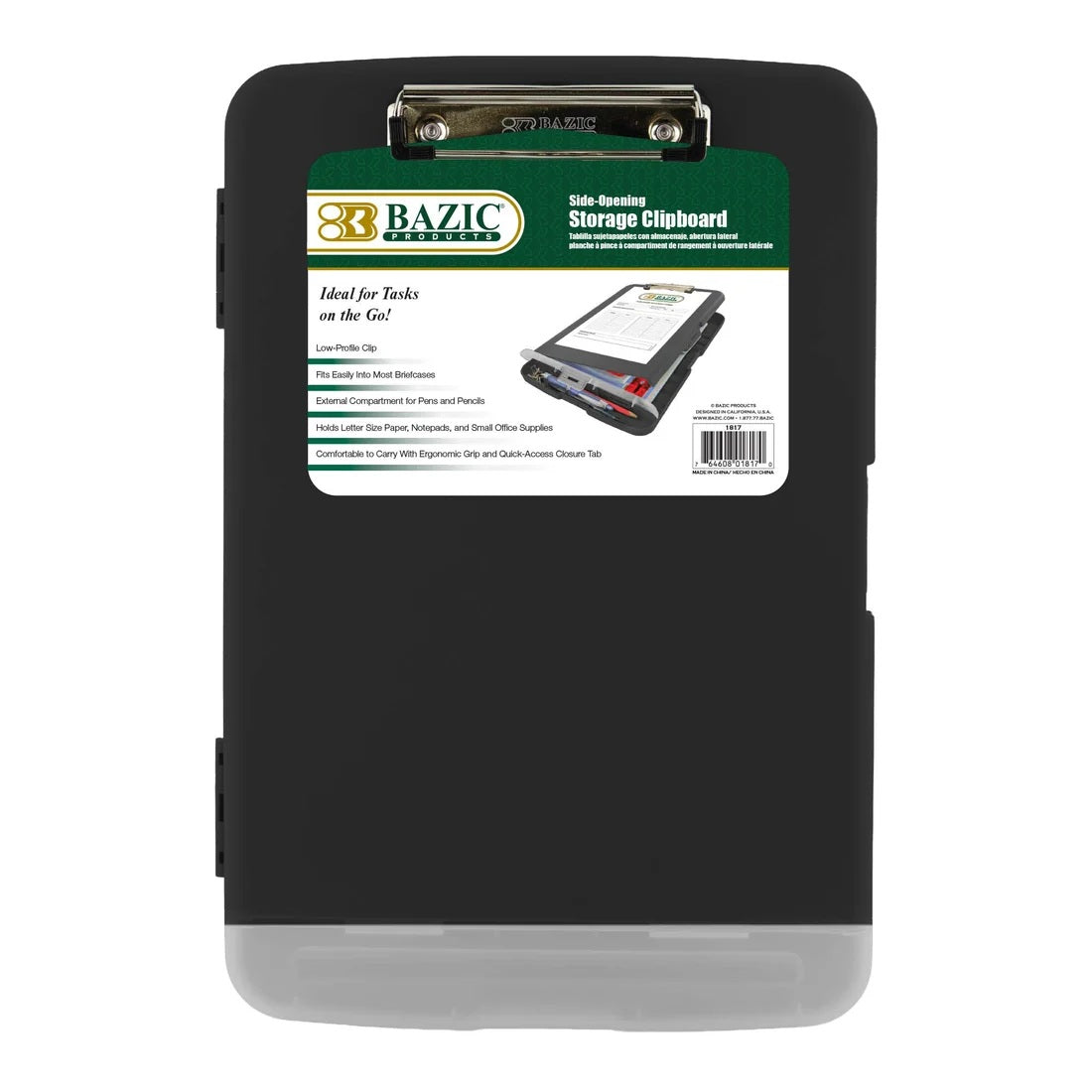 Black Clipboard with Storage & Pen Holder