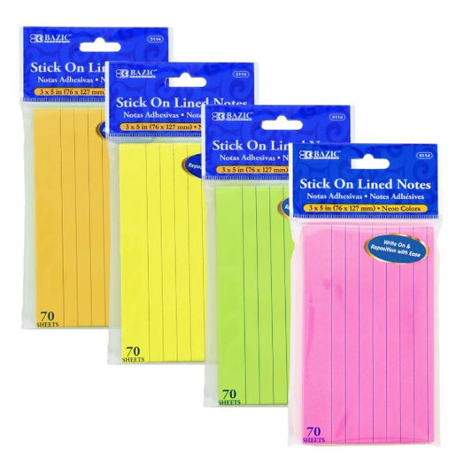 Stick On Lined 3x5 Neon [EACH]
