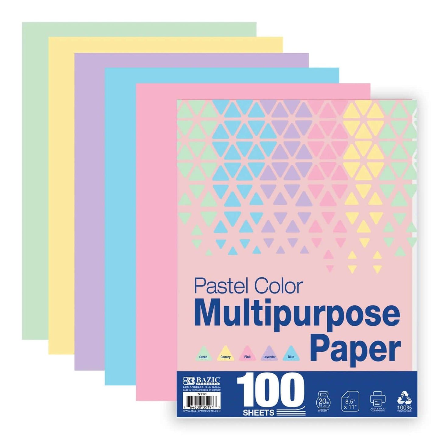 Paper Letter Size Pastel Color [pk-100]