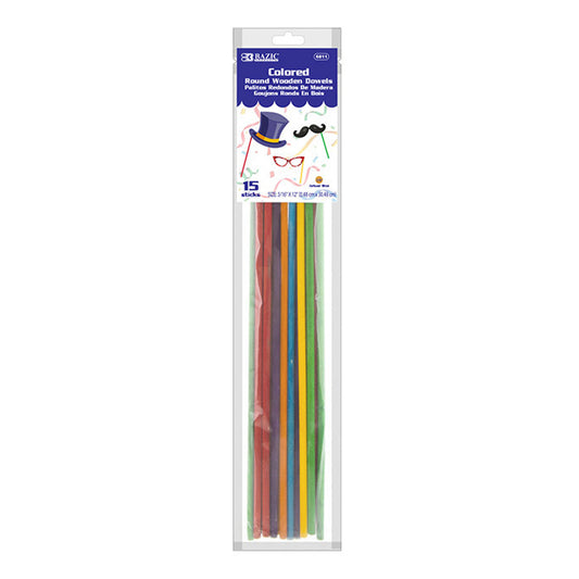 Dowel 3/16"x 12" Colored (15/Bag)