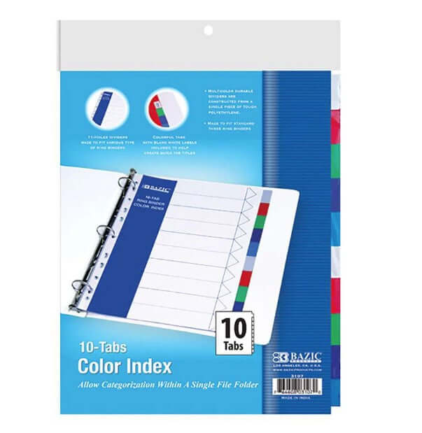 Dividers 10 Tabs Colors