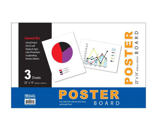 Poster Board White  22" X 14" [Pk-3]
