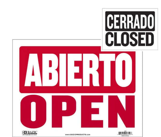 Sign 9 x 12" Bilingual Abierto