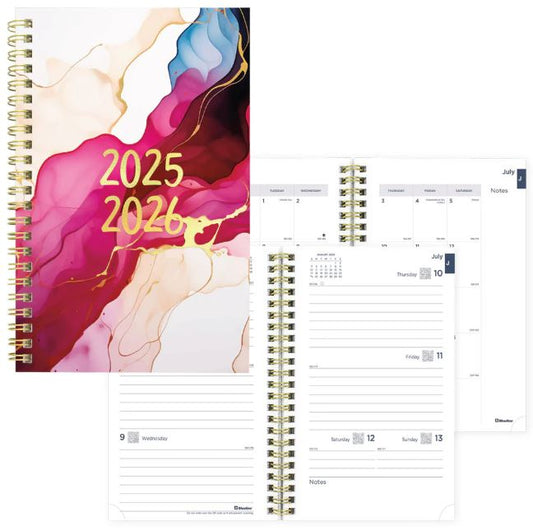 Academic Weekly Planner Marble Pink, 2025-2026