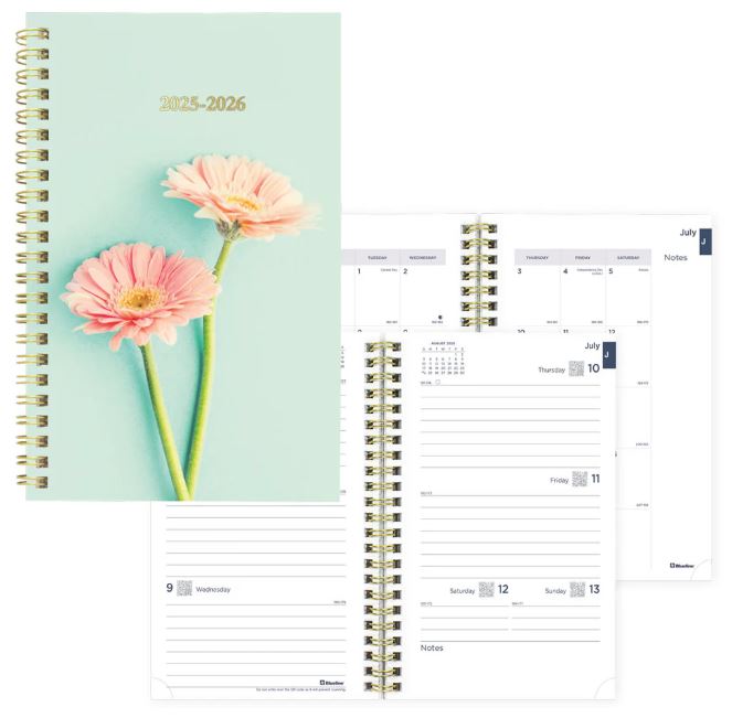 Academic Weekly Planner Blue Flowers, 2025-2026